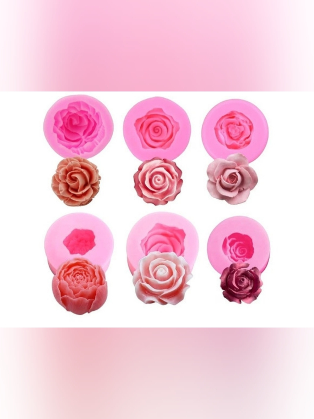 Set Of 6 3D Flower Silicone Molds Set For Candles,Soaps,Candies,Diy Projects